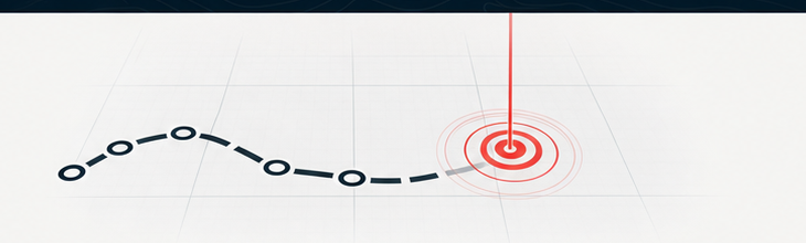A route line ending at a red signal target